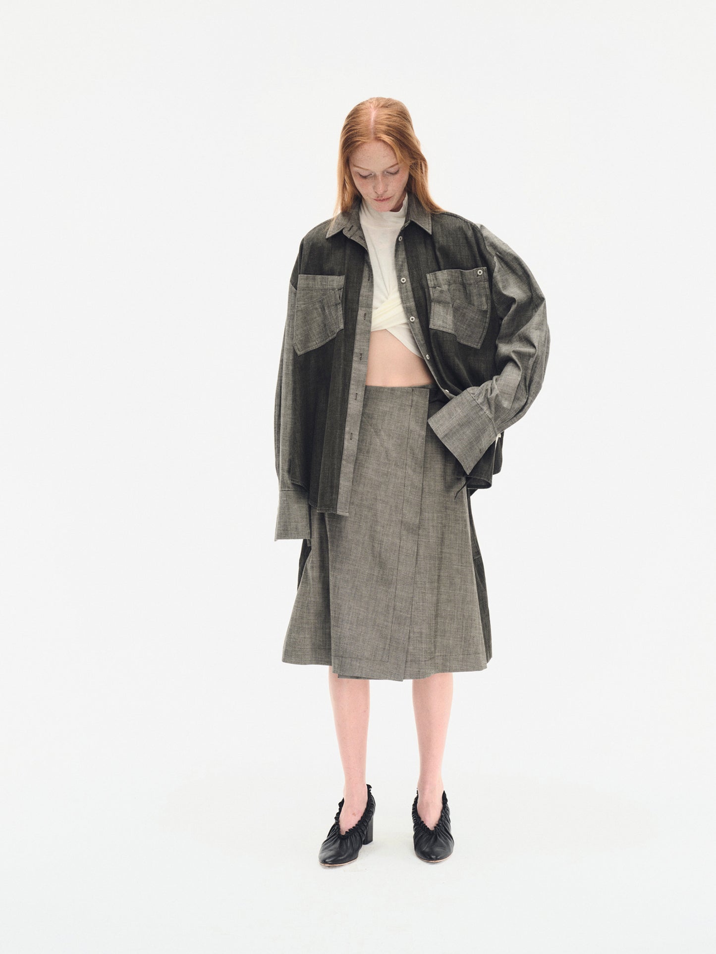 TWO-TONE OVERSIZE DENIM SHIRT
