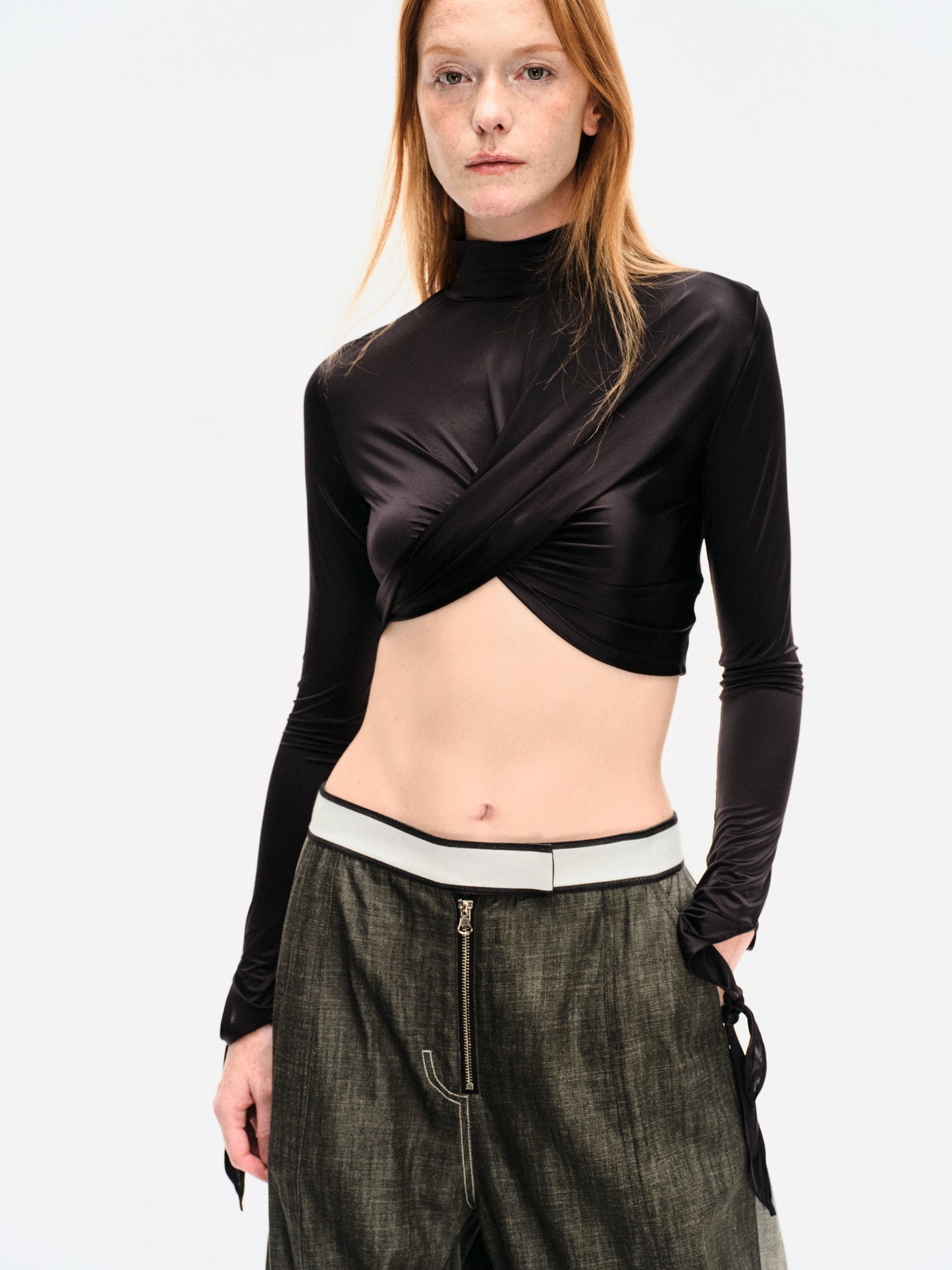 DOUBLE-FACED WASHED DENIM TROUSERS