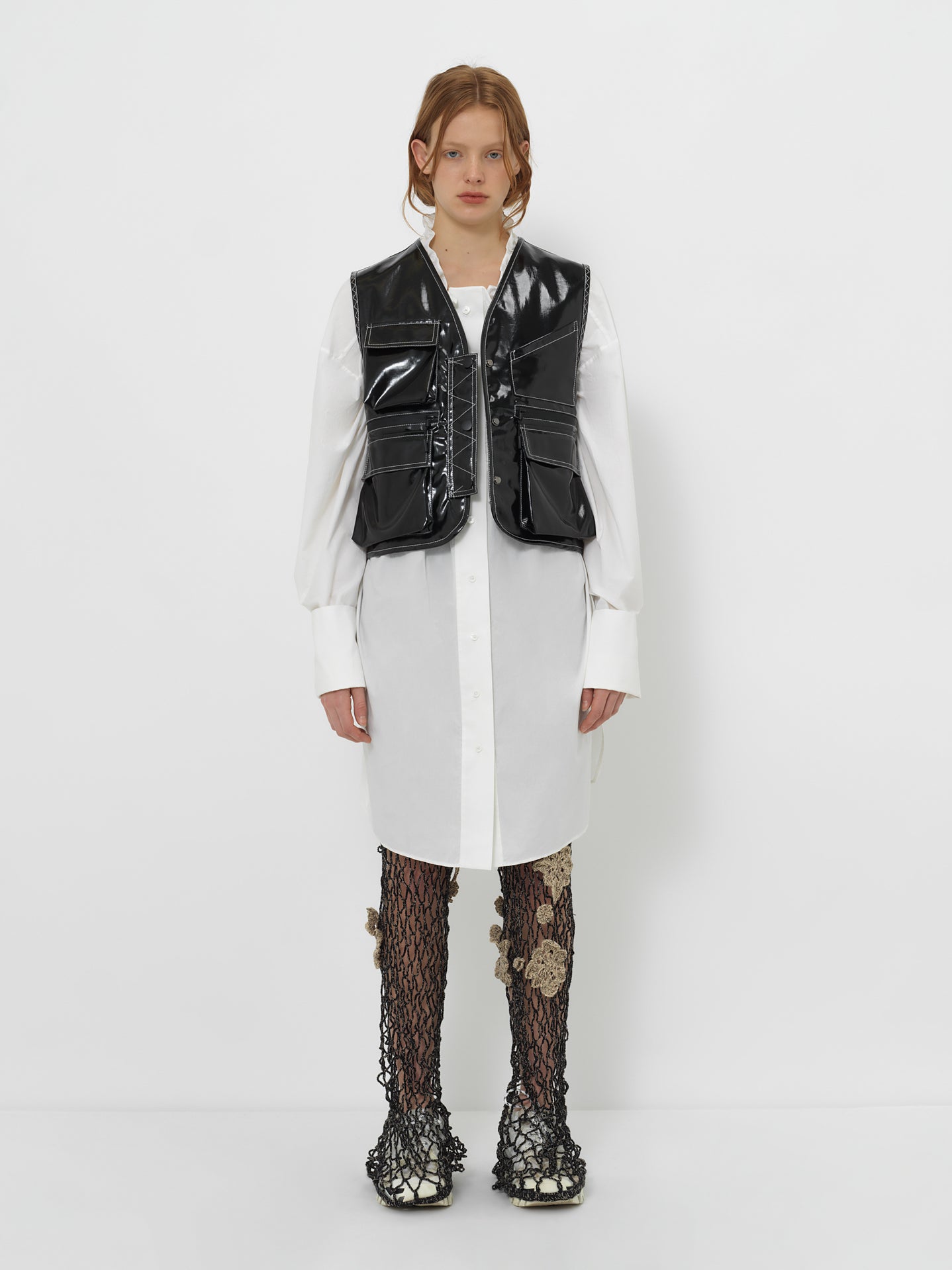 Glossy Linen Coated Utility Vest