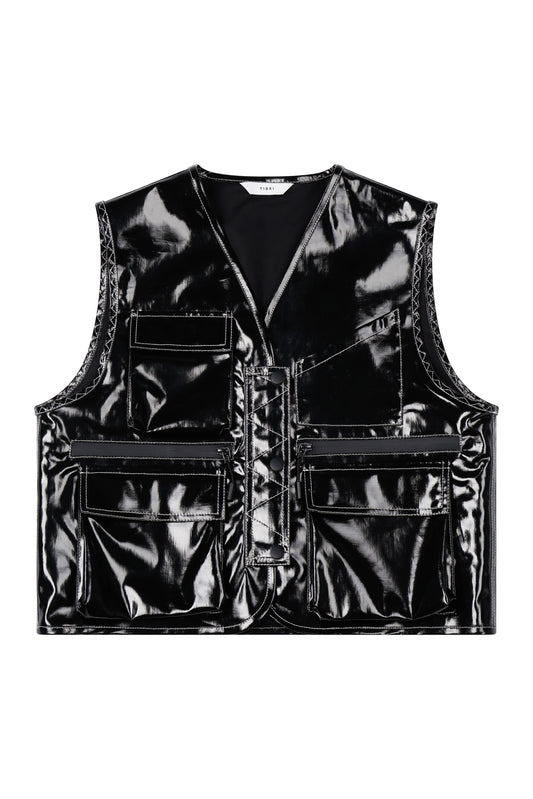 Glossy Linen Coated Utility Vest