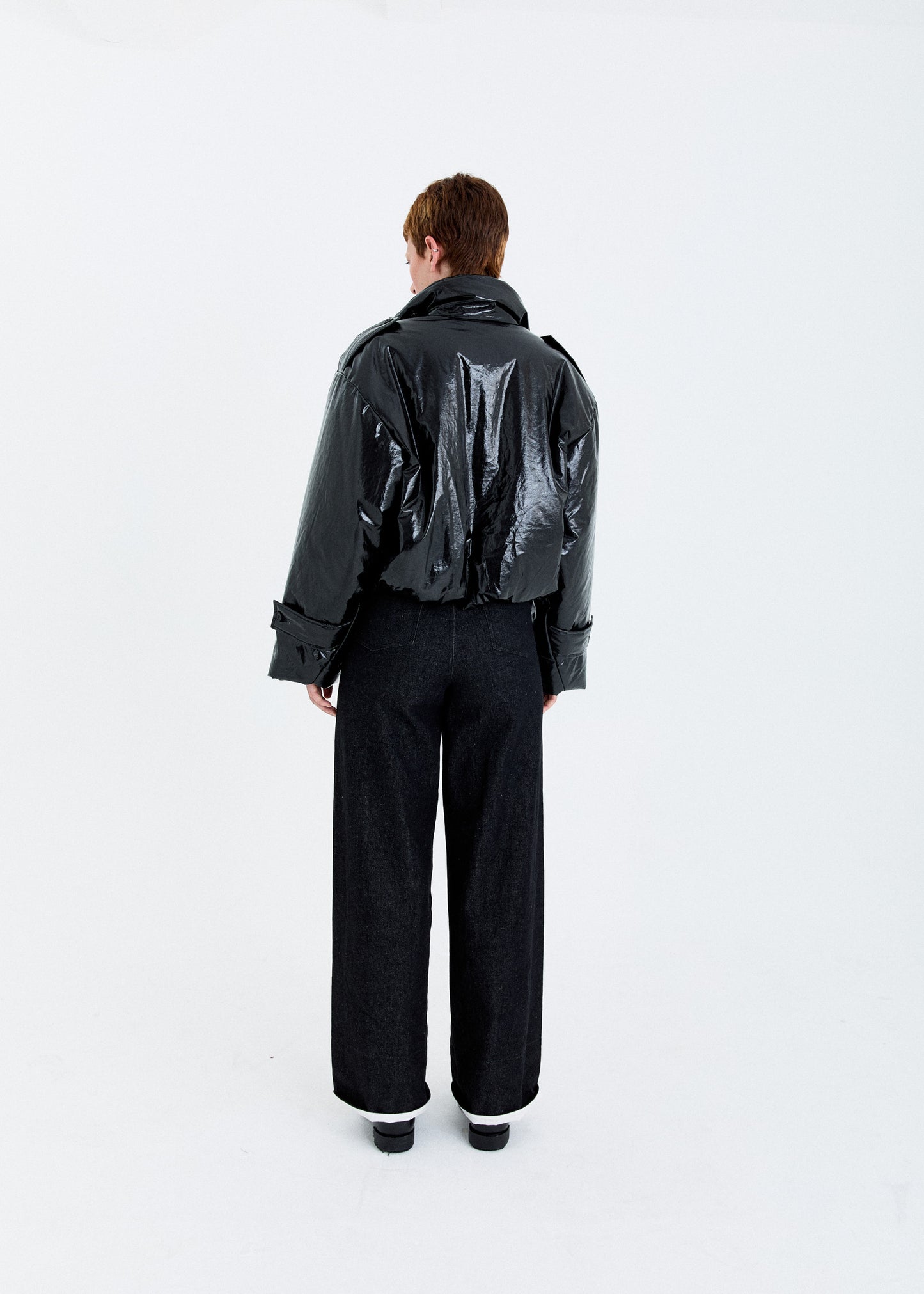 GLOSSY BLACK PUFER JACKET