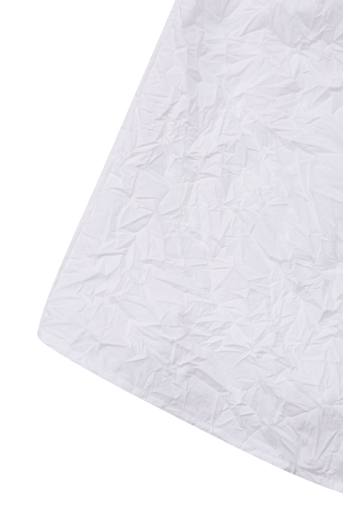 WHITE TEXTURED DRAPED MINI DRESS