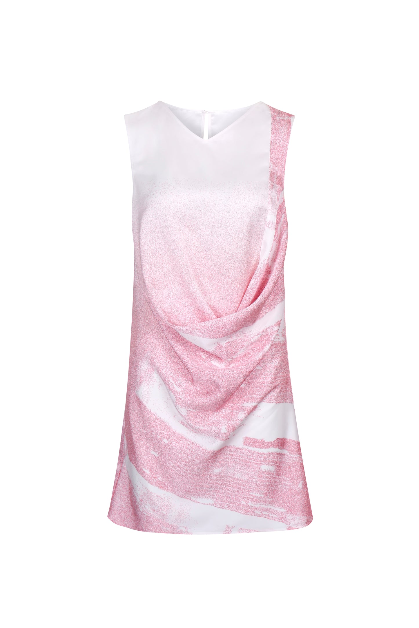 PINK WATERSCAPE DRAPED MINI DRESS