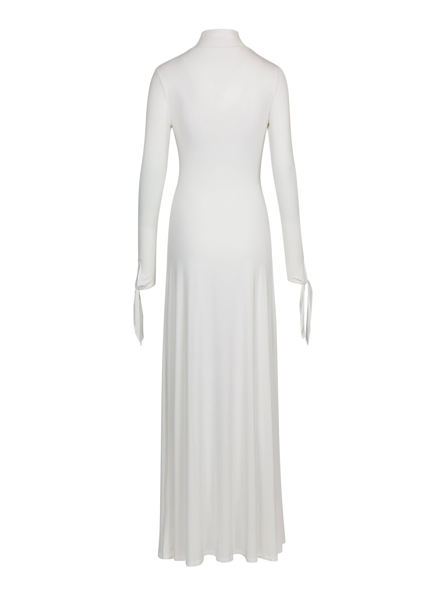 WHITE DRAPED JERSEY MAXI DRESS
