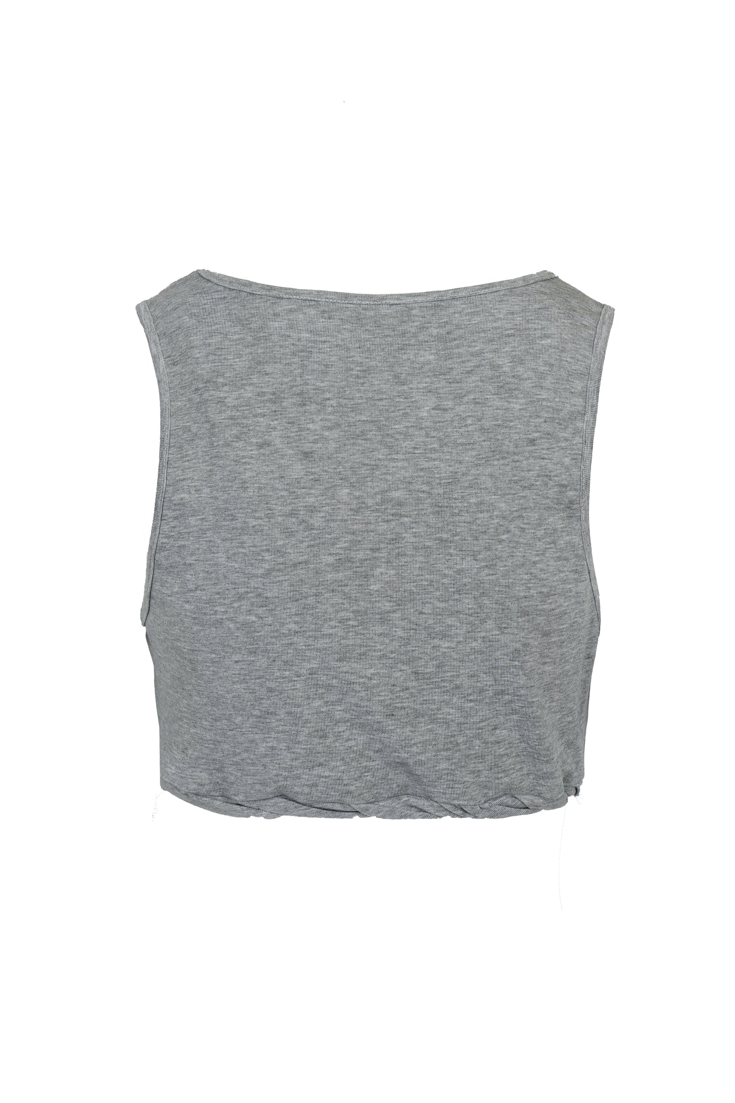 HEATHER GREY TWISTED FRONT JERSEY CROP TOP