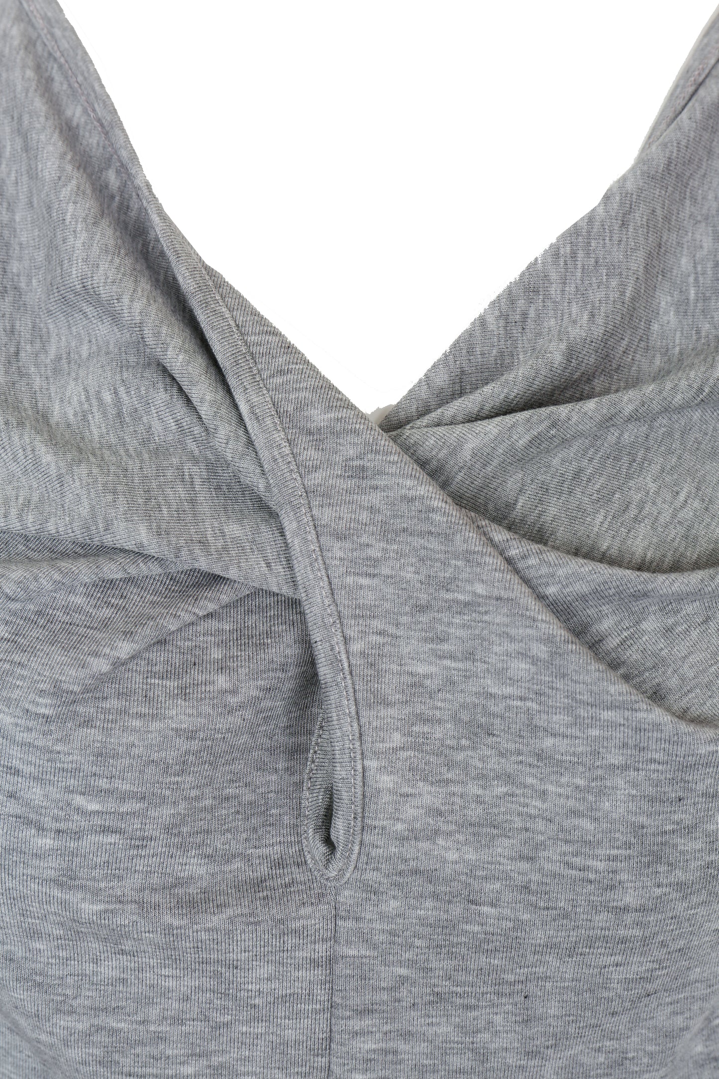 HEATHER GREY TWISTED FRONT JERSEY CROP TOP