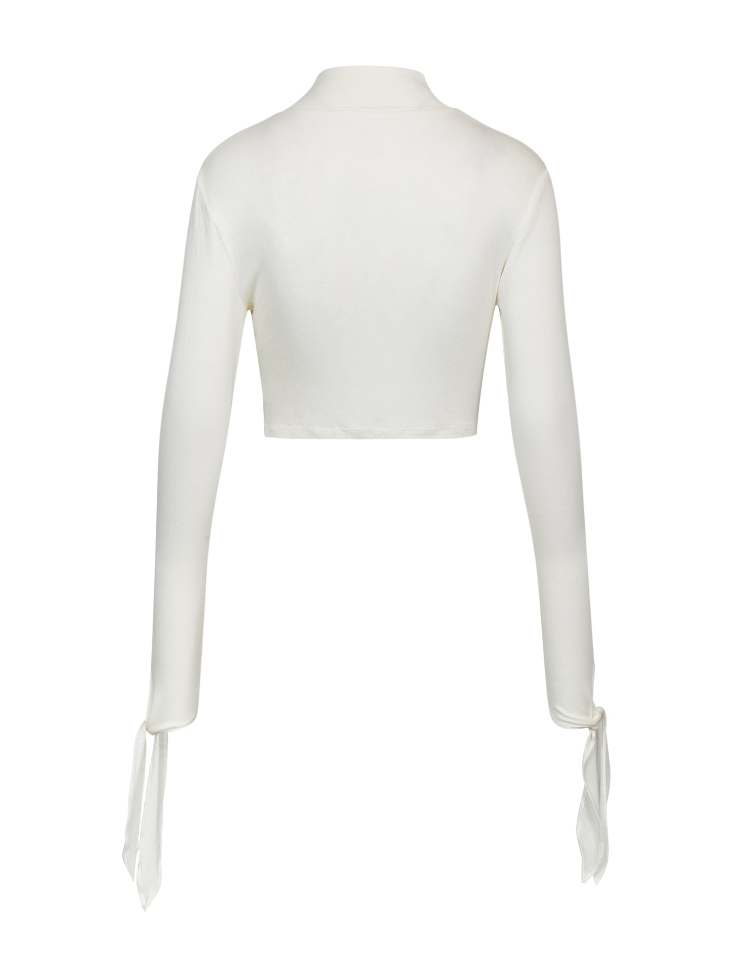 WHITE DRAPED JERSEY CROP TOP