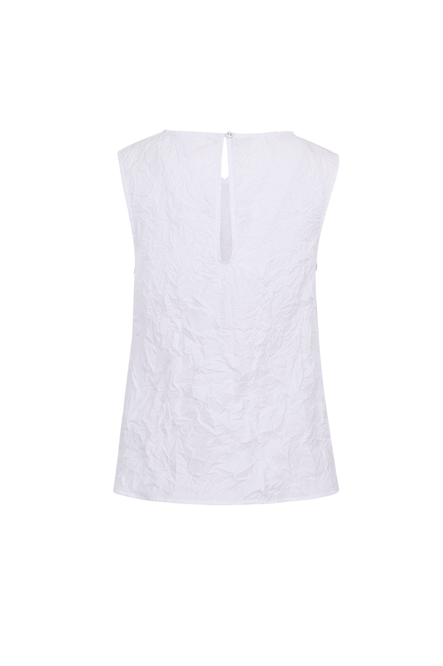 WHITE CRINKLED TEXTURE SLEEVELESS TOP
