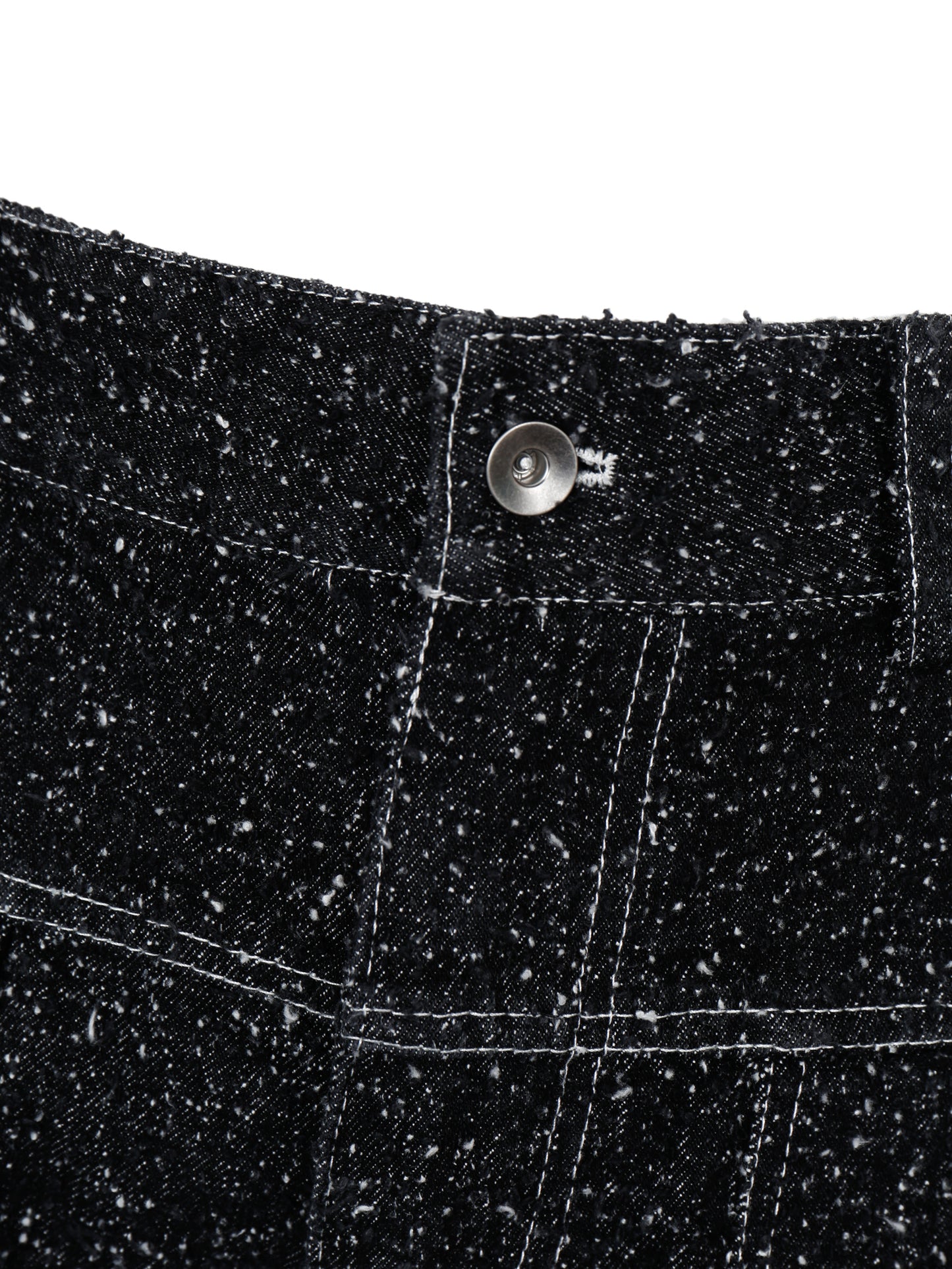 ENZYME-WASHED BLACK DENIM CARGO SHORTS