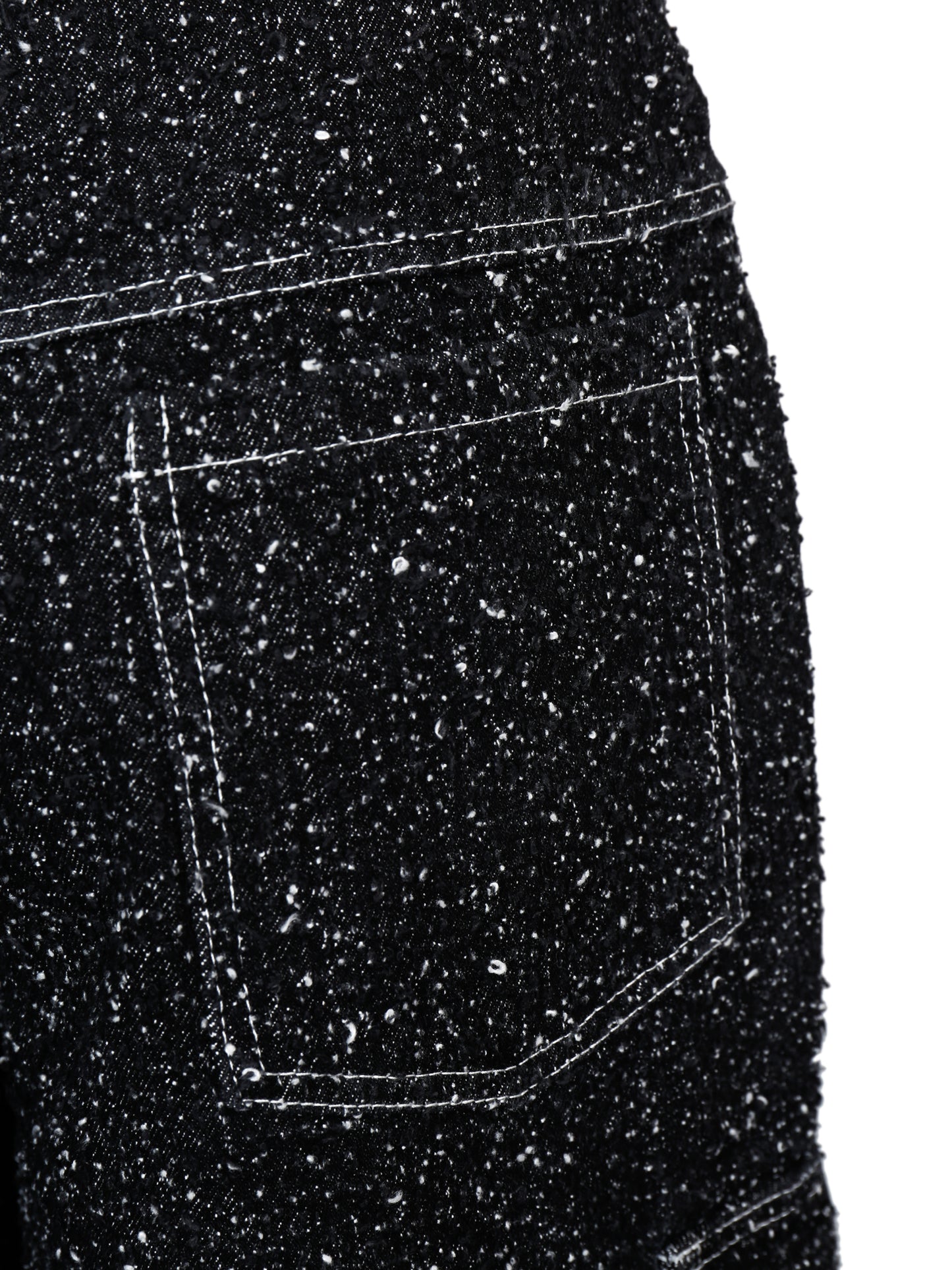 ENZYME-WASHED BLACK DENIM CARGO SHORTS