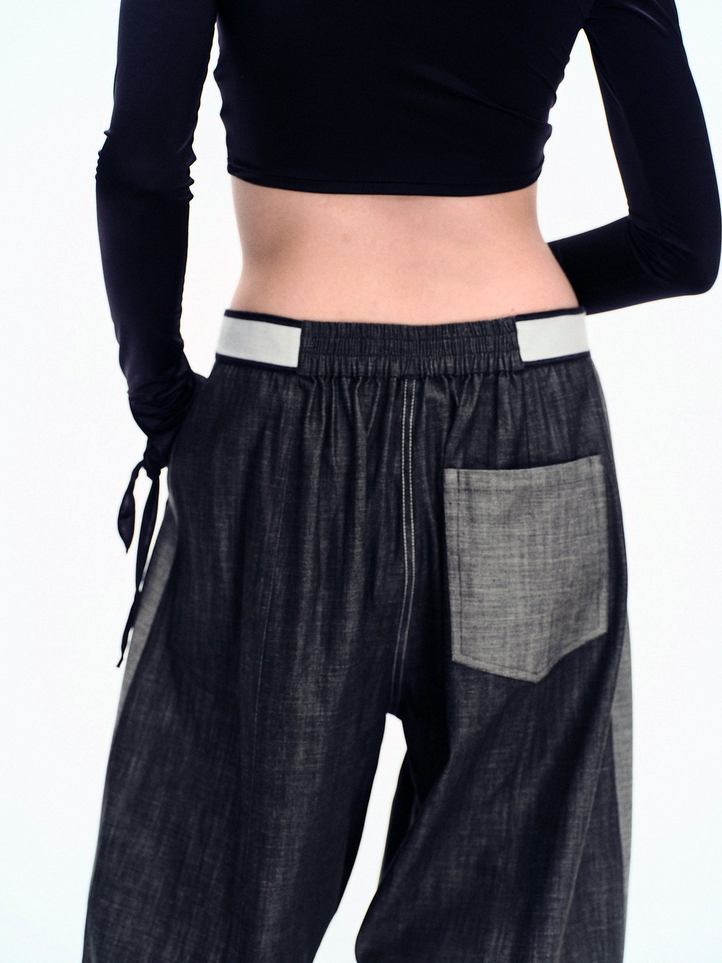 DOUBLE-FACED WASHED DENIM TROUSERS