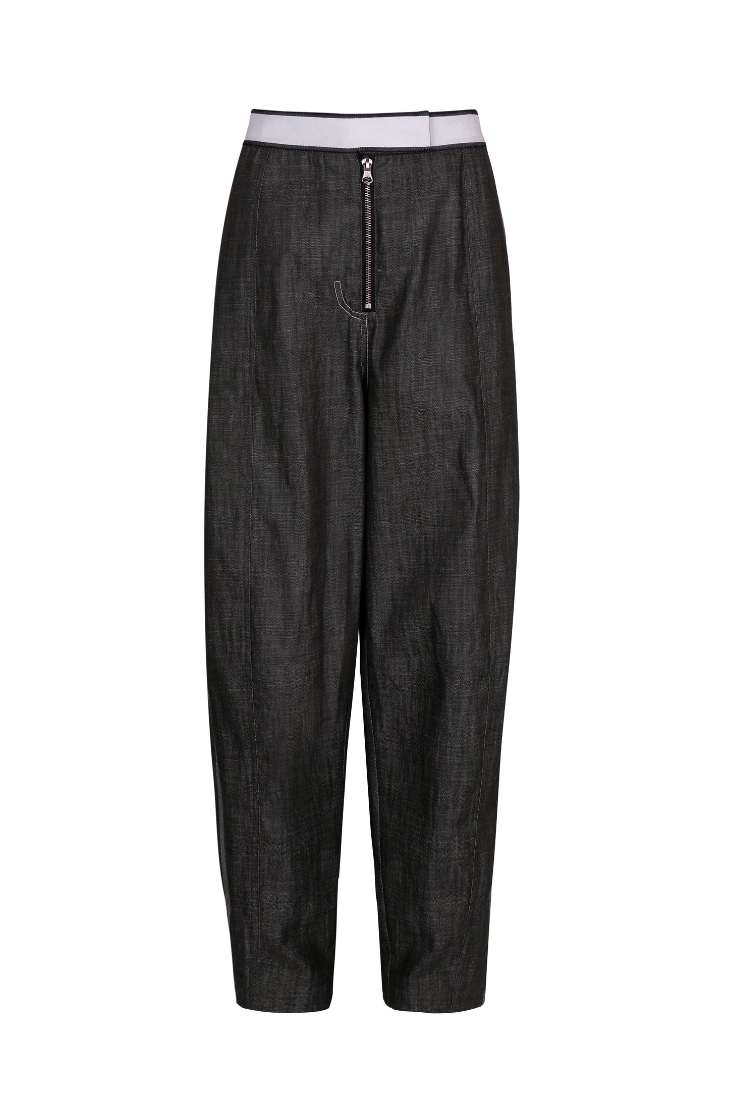 DOUBLE-FACED WASHED DENIM TROUSERS