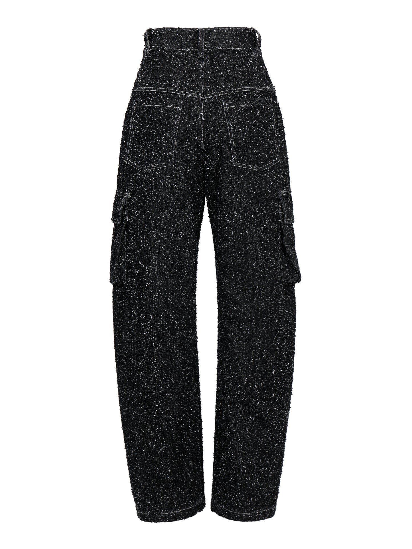 ENZYME-WASHED DENIM CARGO TROUSERS