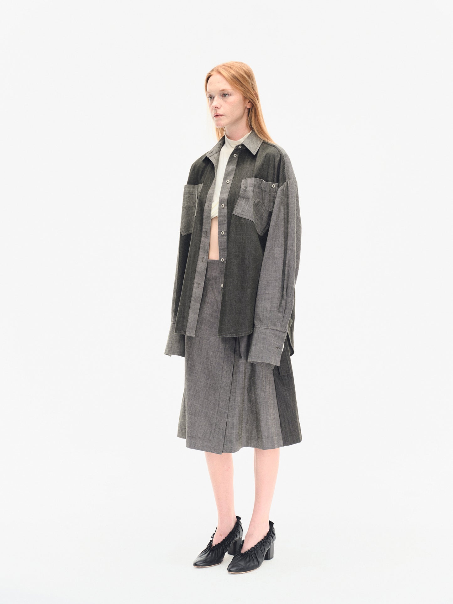 TWO-TONE OVERSIZE DENIM SHIRT