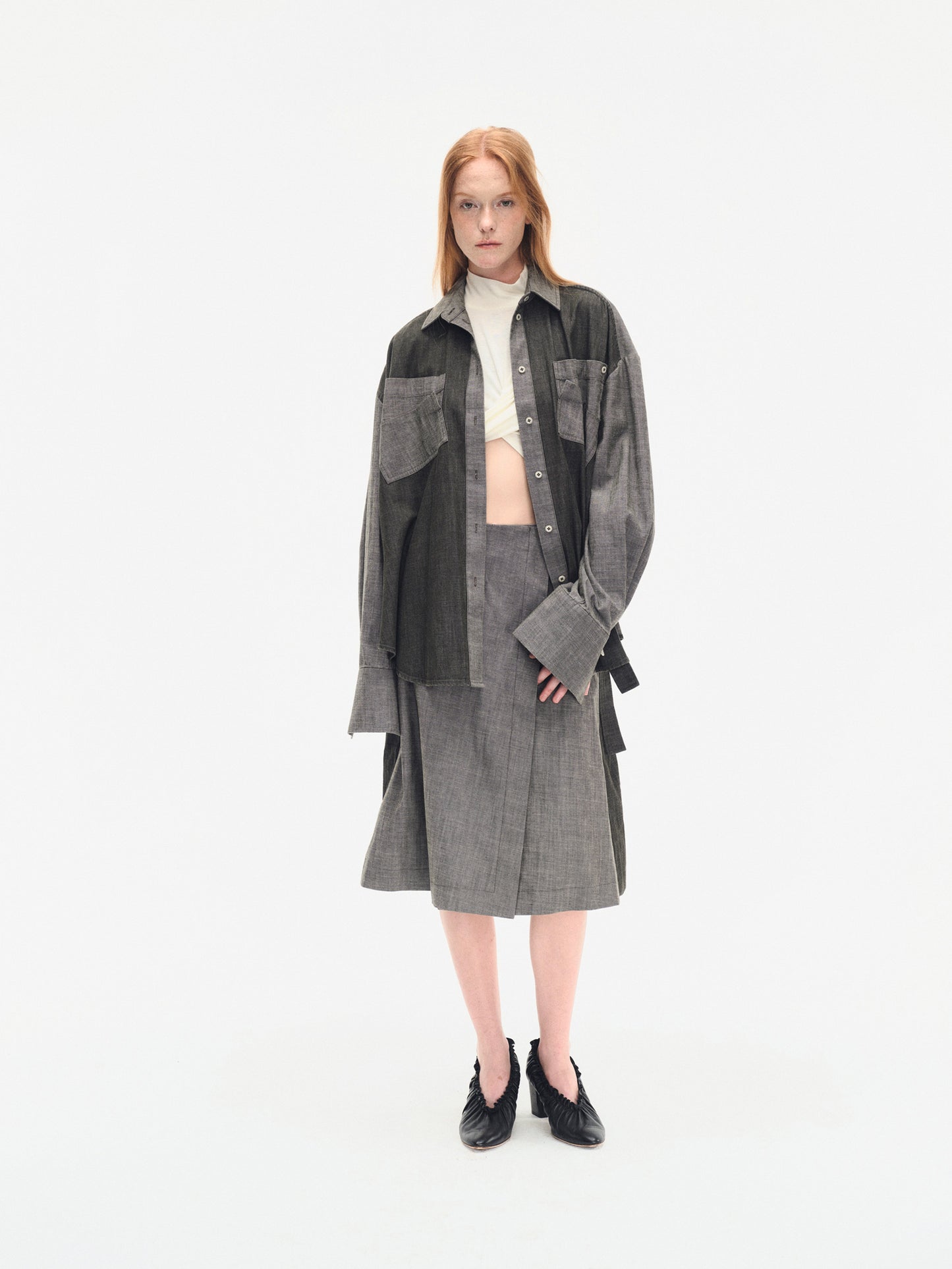 TWO-TONE OVERSIZE DENIM SHIRT