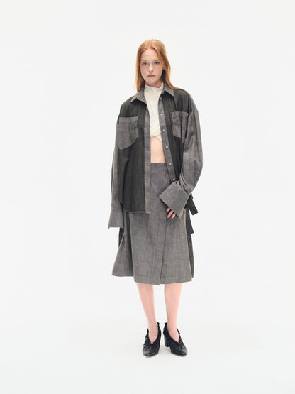 TWO-TONE OVERSIZE DENIM SHIRT
