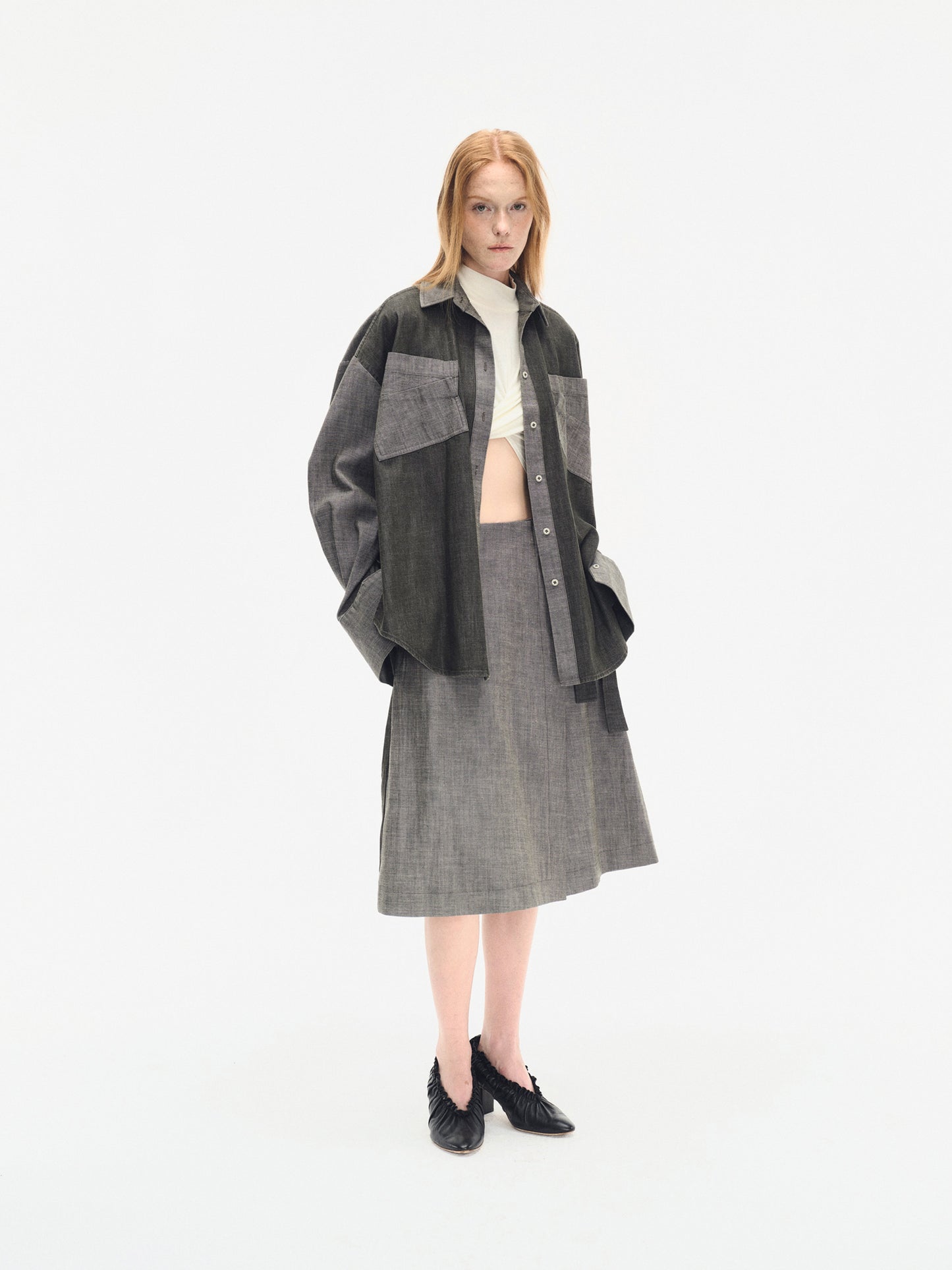 TWO-TONE OVERSIZE DENIM SHIRT