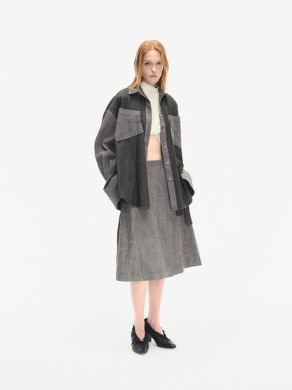 TWO-TONE OVERSIZE DENIM SHIRT