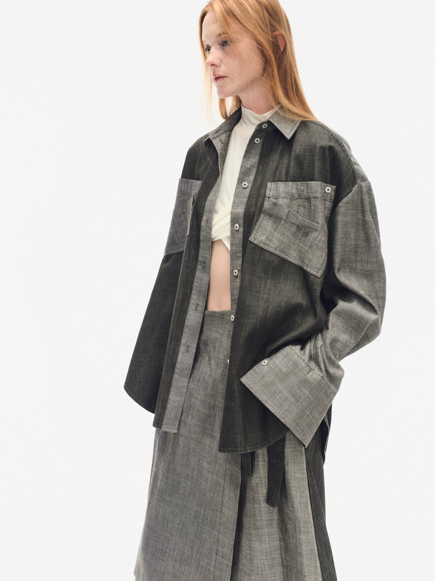 TWO-TONE OVERSIZE DENIM SHIRT