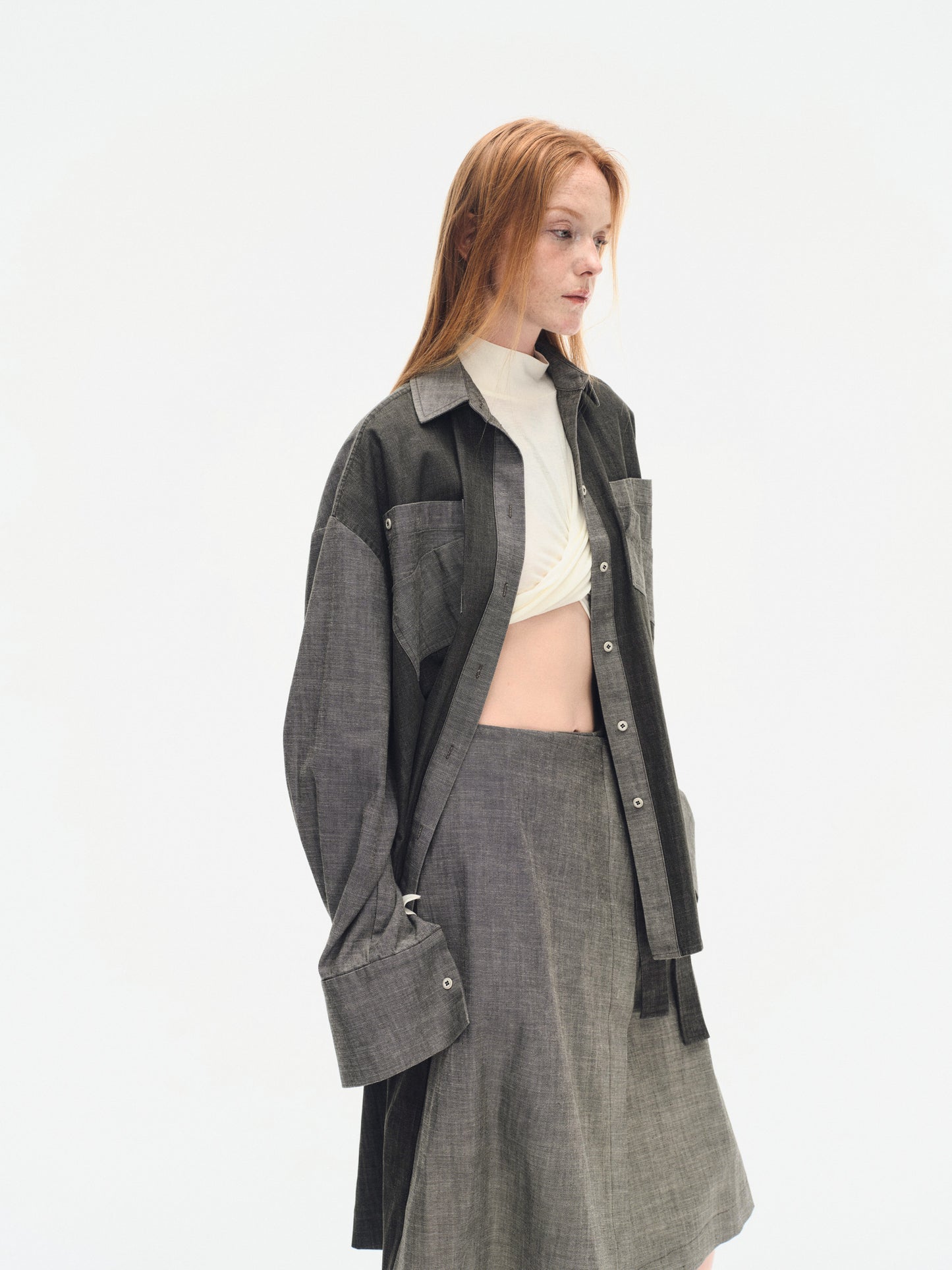 TWO-TONE OVERSIZE DENIM SHIRT