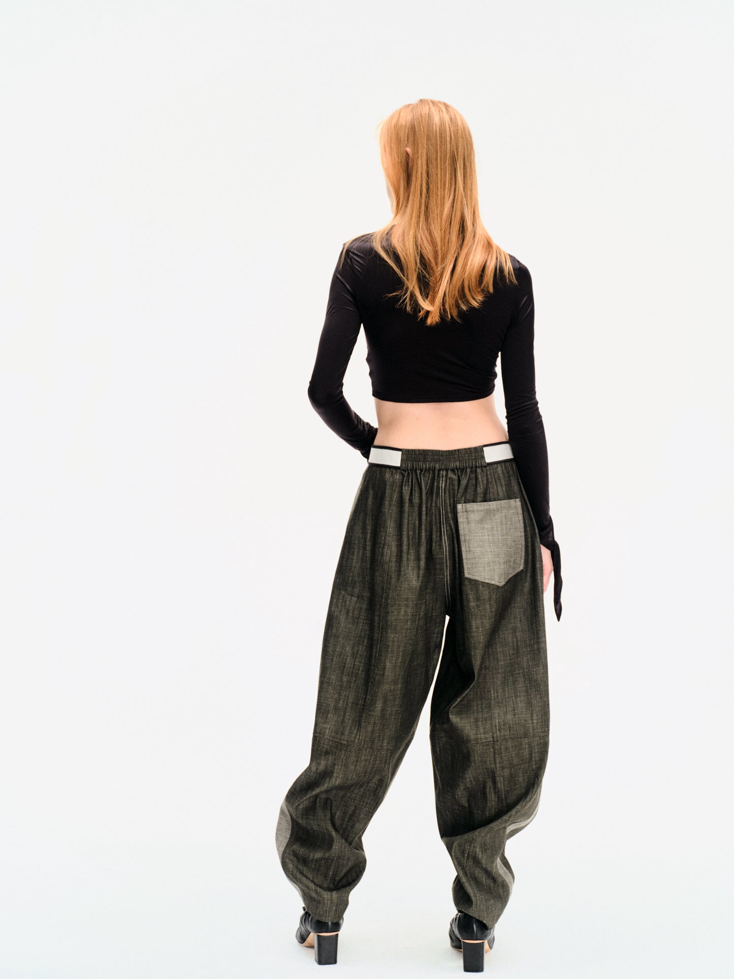 DOUBLE-FACED WASHED DENIM TROUSERS