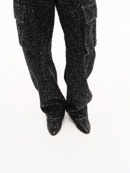 ENZYME-WASHED DENIM CARGO TROUSERS