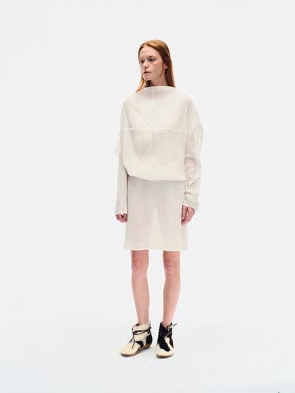 WHITE WRINKLE-TEXTURED REVERSIBLE TOP