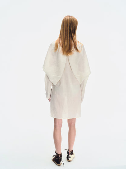 WHITE WRINKLE-TEXTURED REVERSIBLE TOP