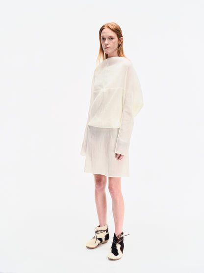 WHITE WRINKLE-TEXTURED REVERSIBLE TOP