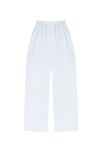 STONEWASHED STRIPED ELASTIC WAISTBAND PANTS