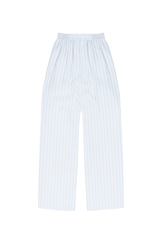 STONEWASHED STRIPED ELASTIC WAISTBAND PANTS