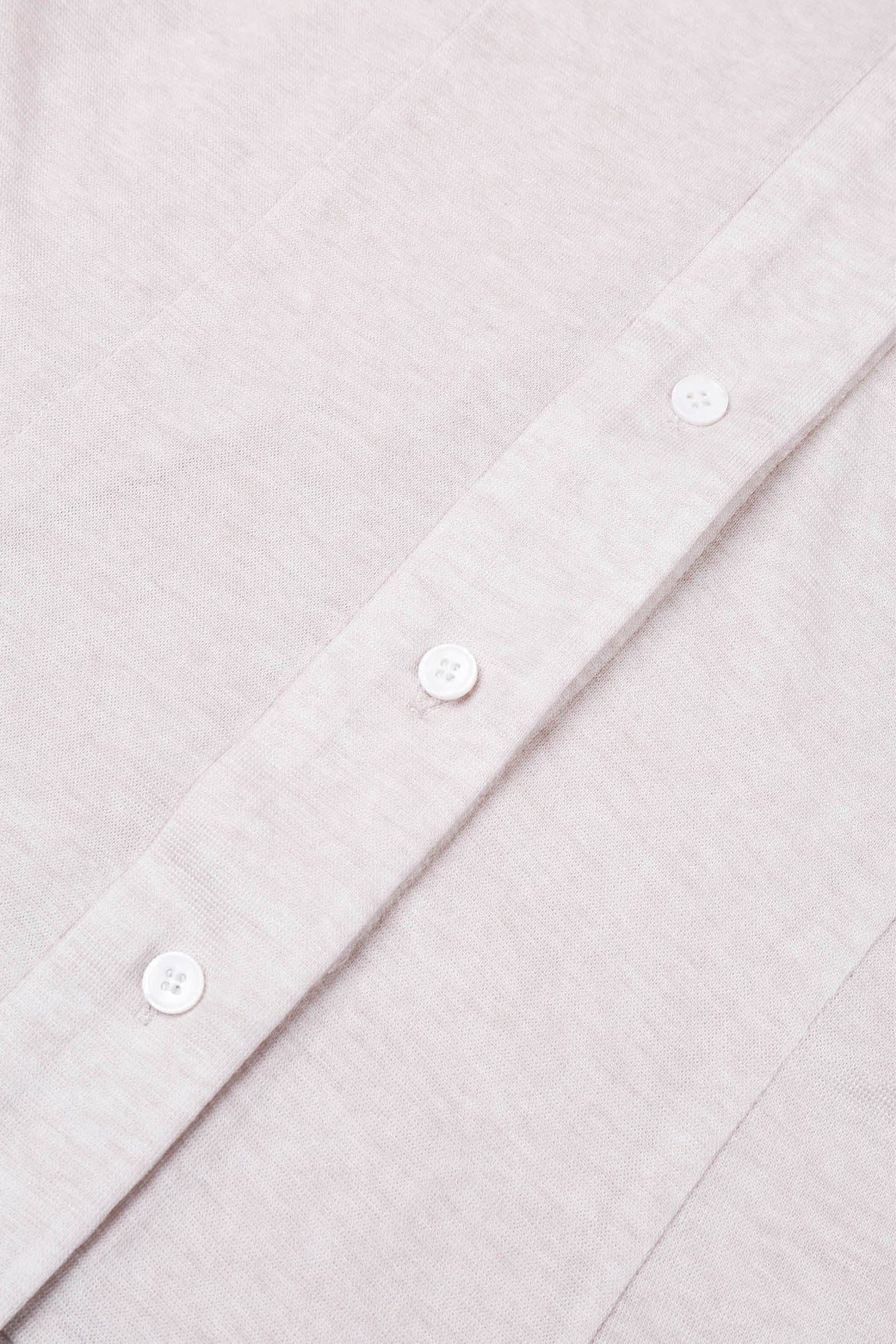 Detail of the button placket on the YIBRI Fitted Jersey Shirt, highlighting tonal buttons and subtle jersey grain.