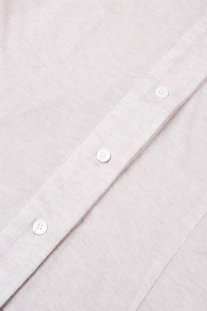 Detail of the button placket on the YIBRI Fitted Jersey Shirt, highlighting tonal buttons and subtle jersey grain.