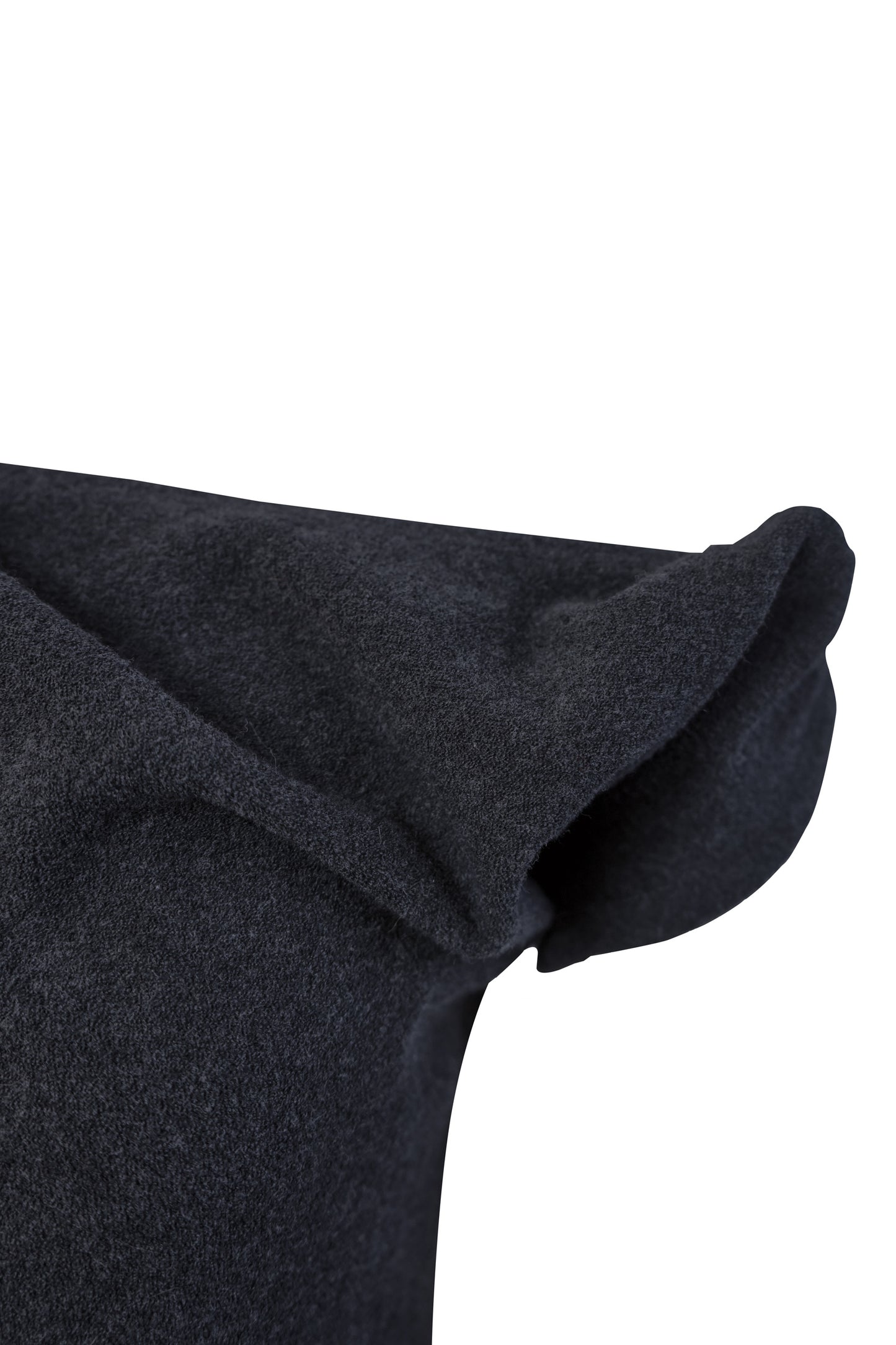 Dark gray fabric with a slight texture on a white background