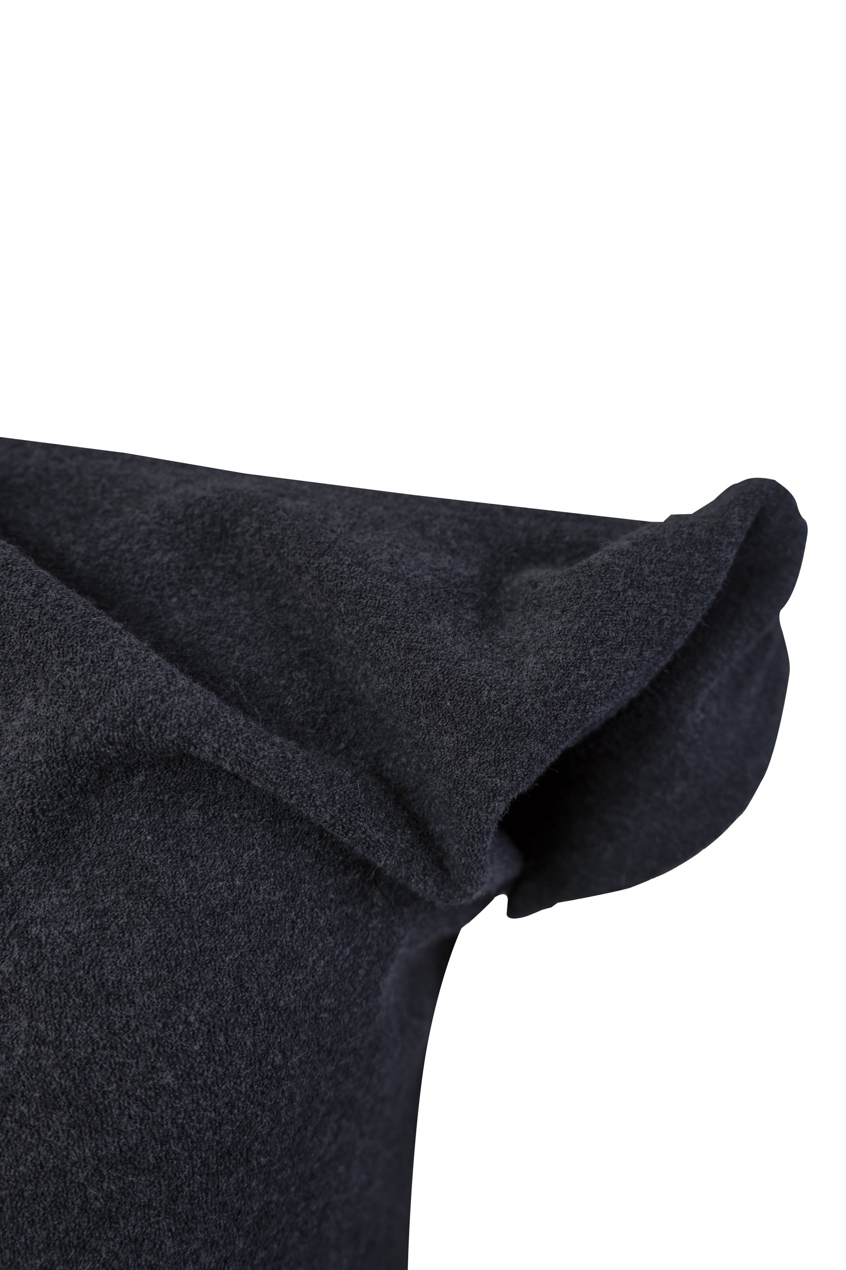 Dark gray fabric with a slight texture on a white background