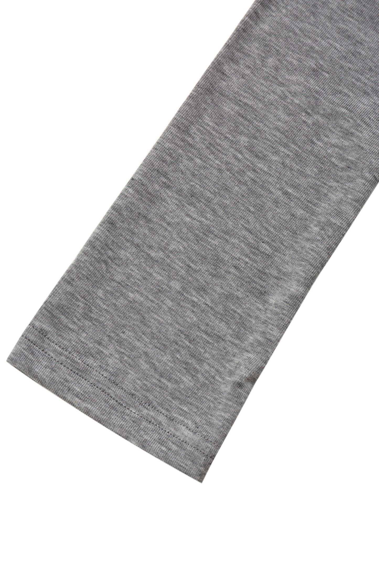 Close-up of the sleeve hem on the YIBRI Grey Twisted Long Jersey Sleeve Top, highlighting the fine jersey stitching and soft texture.