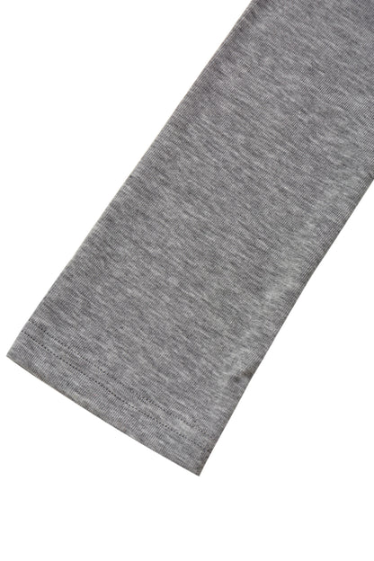 Close-up of the sleeve hem on the YIBRI Grey Twisted Long Jersey Sleeve Top, highlighting the fine jersey stitching and soft texture.