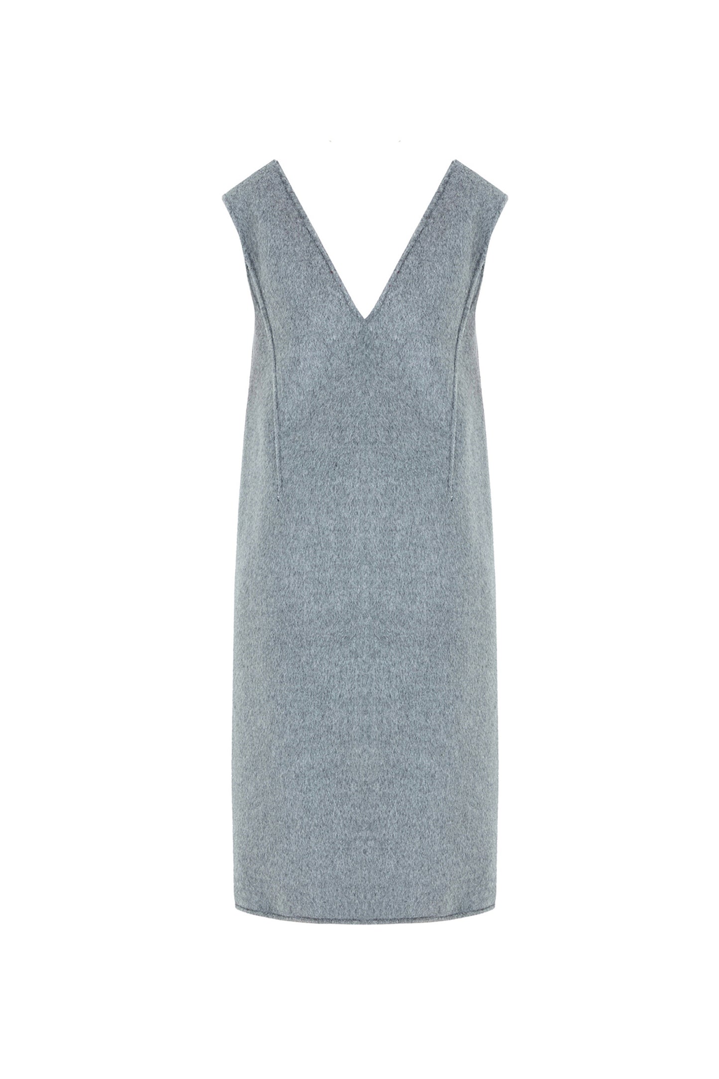 Gray dress with a V-neck on a white background