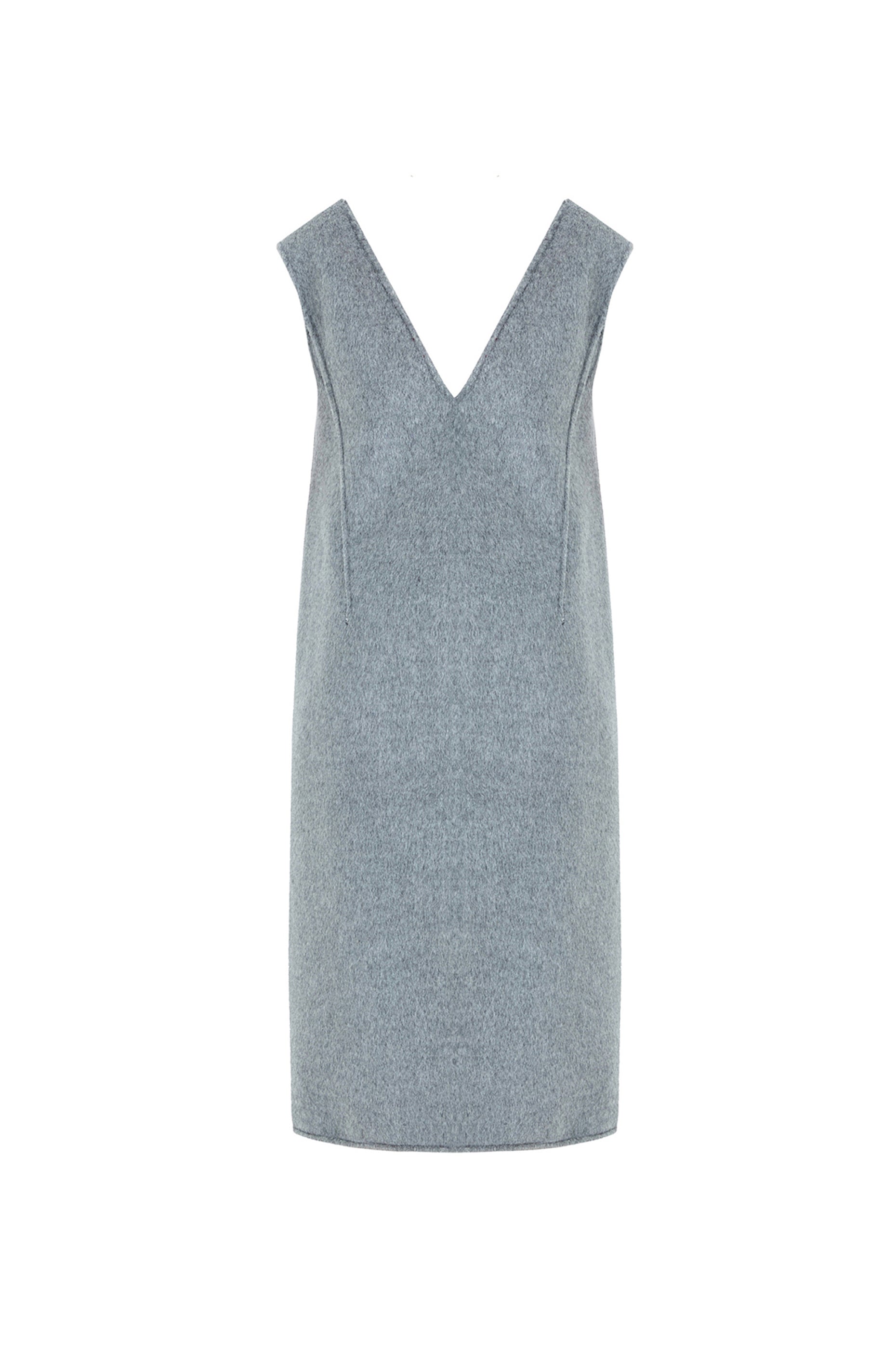 Gray dress with a V-neck on a white background