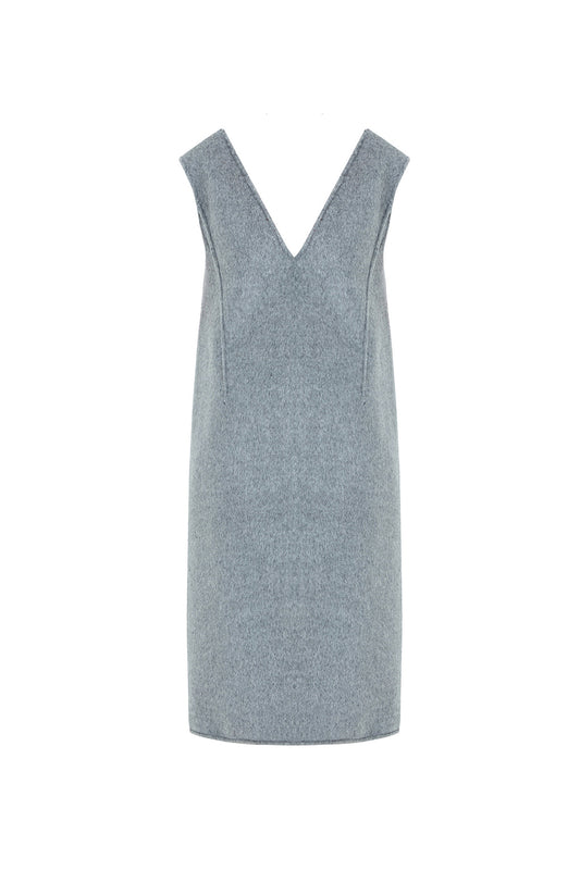 Gray dress with a V-neck on a white background