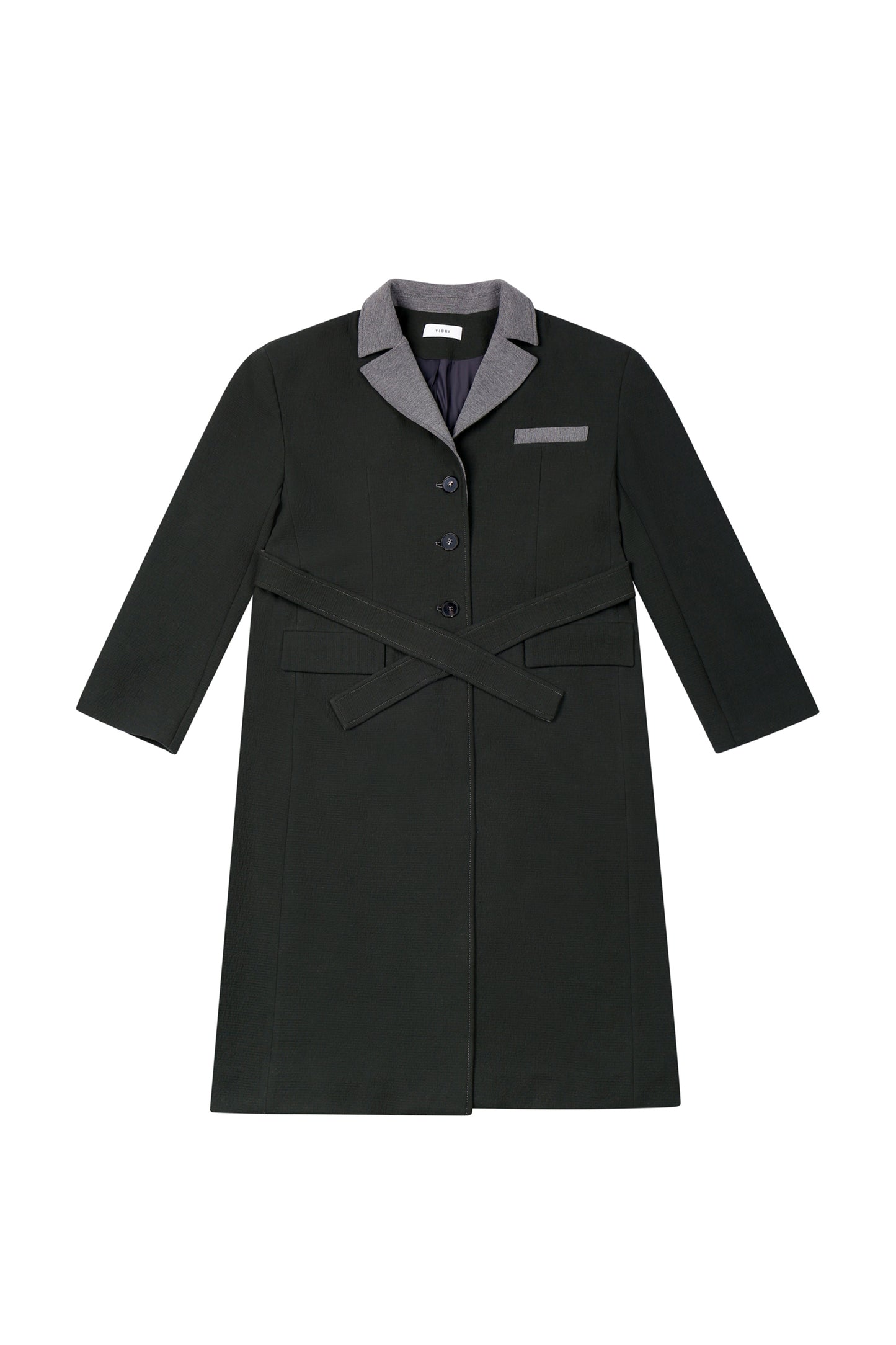 LONG COAT WITH CONTRAST COLLAR IN BLACK