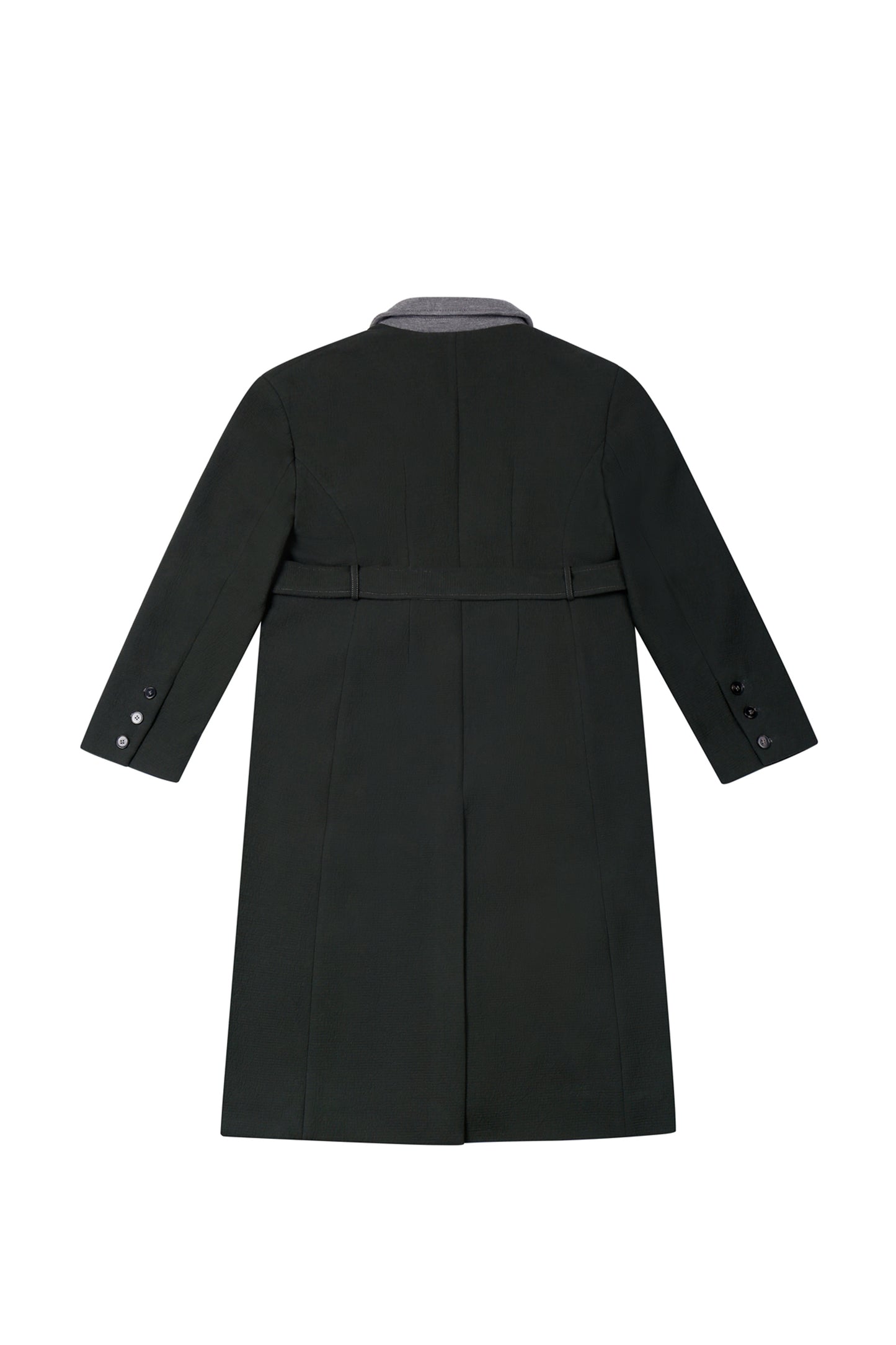 LONG COAT WITH CONTRAST COLLAR IN BLACK