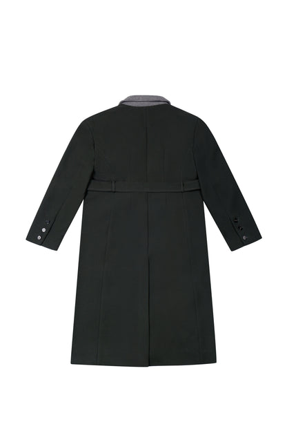 LONG COAT WITH CONTRAST COLLAR IN BLACK