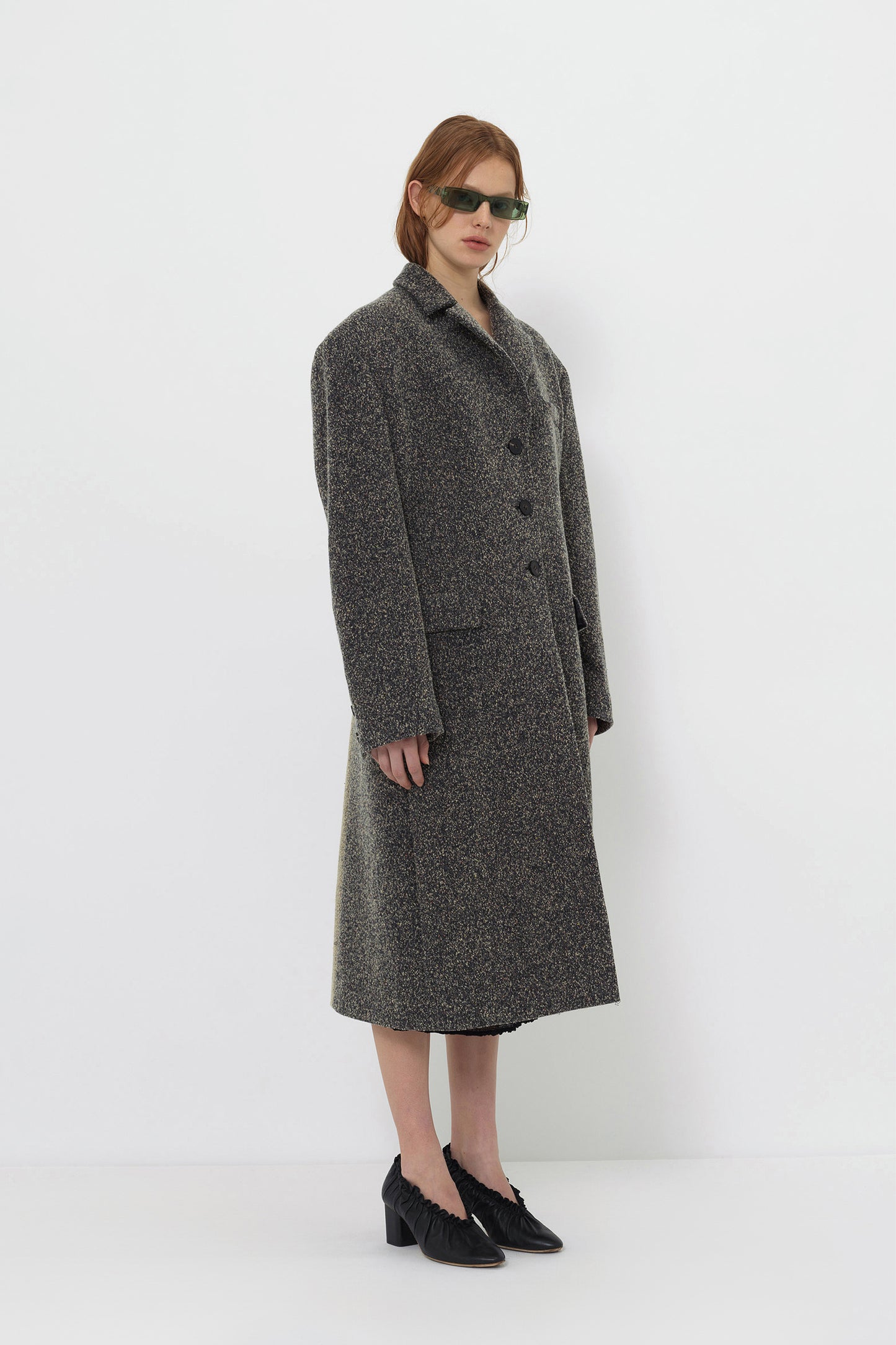 DOUBLE FACE WOOL-BLEND TEXTURED LONG COAT