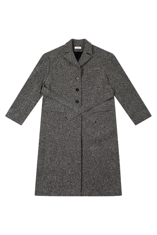 DOUBLE FACE WOOL-BLEND TEXTURED LONG COAT