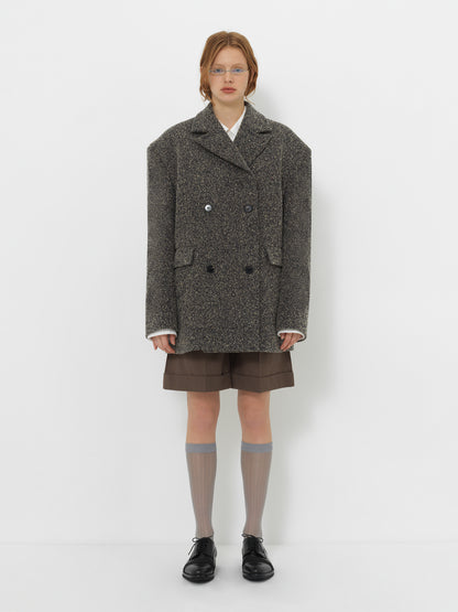 DOUBL FACE DOUBLE BREASTED WOOL COAT
