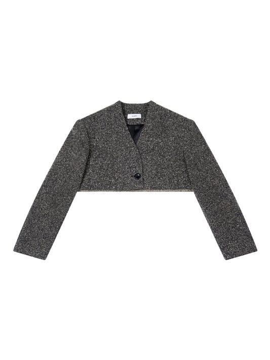 WOOL-BLEND CROPPED TEXTURED JACKET