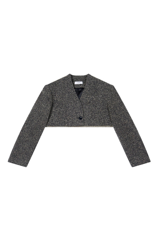 WOOL-BLEND CROPPED TEXTURED JACKET