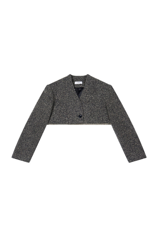 WOOL-BLEND CROPPED TEXTURED JACKET