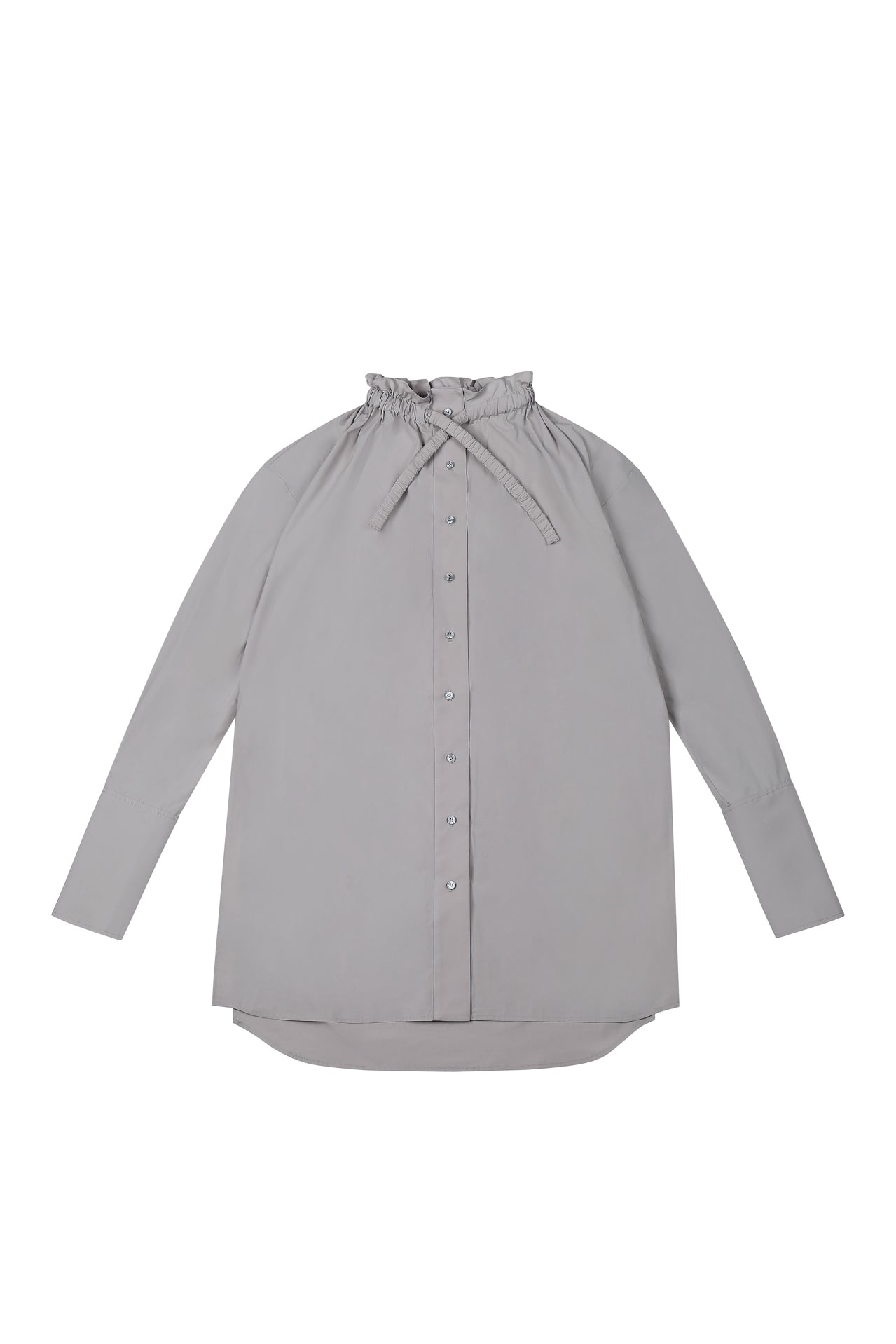 RUCHED COLLAR LONG SHIRT